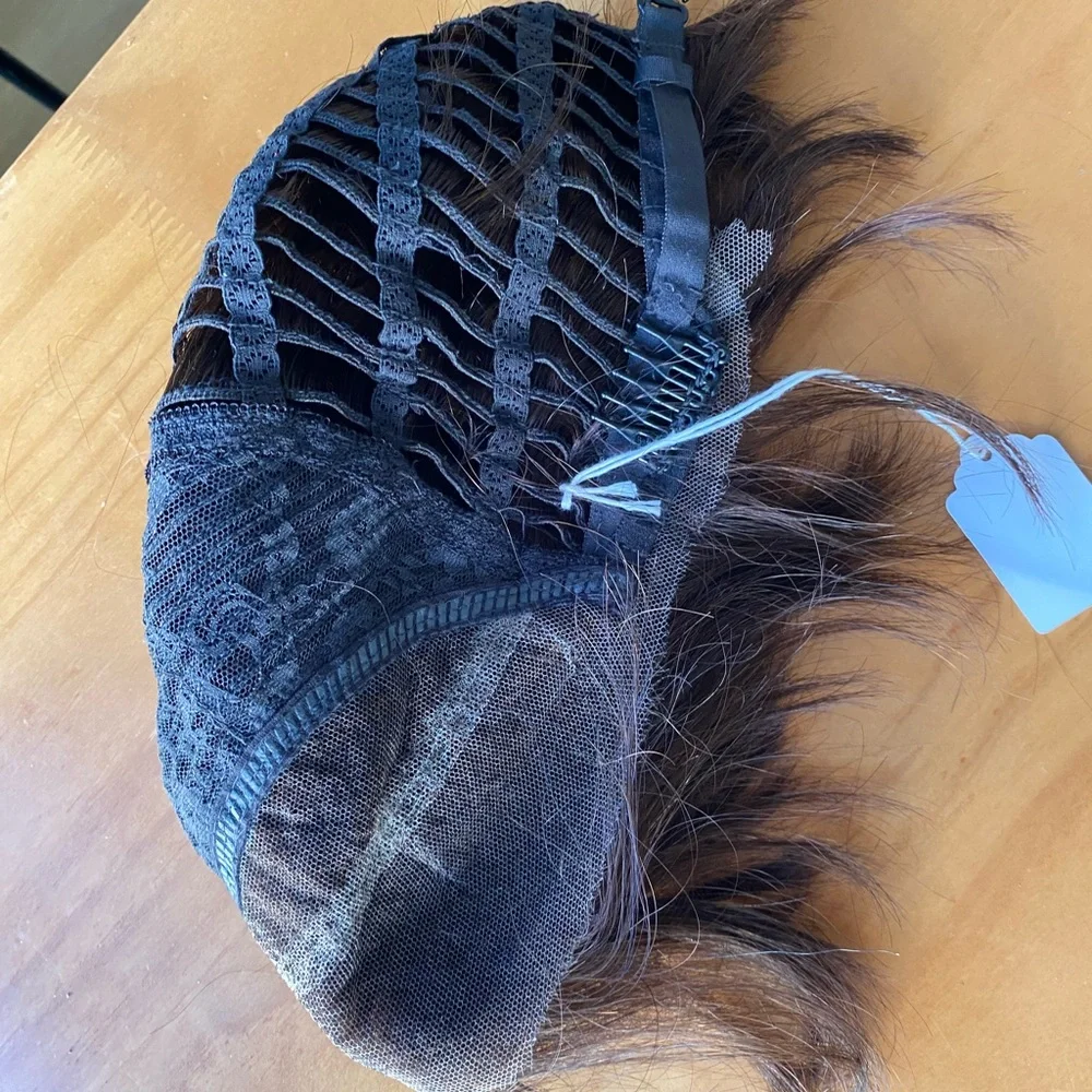 Remy 100% Human Hair Lace Front Wig Bob Short Medium Brown NWOT